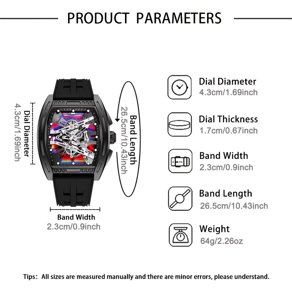 3pcs Men's Fashion Stylish Barrel-shaped Quartz Watch Set