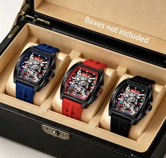 3pcs Men's Fashion Stylish Barrel-shaped Quartz Watch Set