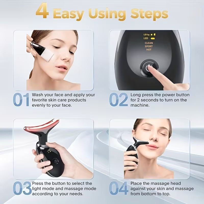 7 Color Neck Face Lifter Ems Neck Face Lifting Massager Skin Tighten Device Led Photon Therapy Anti Wrinkle Double Chin Remover