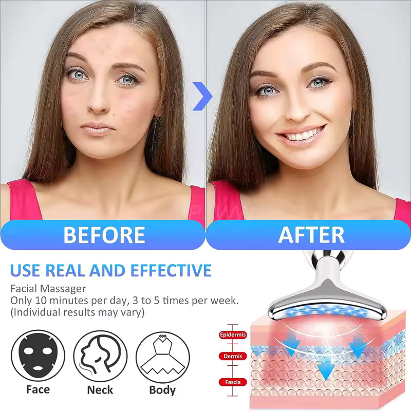 7 Color Neck Face Lifter Ems Neck Face Lifting Massager Skin Tighten Device Led Photon Therapy Anti Wrinkle Double Chin Remover